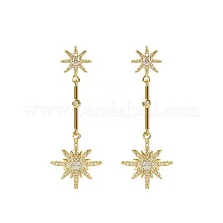 Серьги-гвоздики с подвесками из сплава со звездочками и микропаве из прозрачных кубических цирконий&nbsp;FS-WGAD786-01