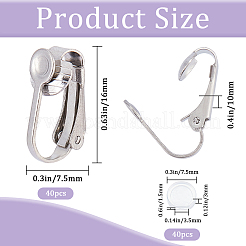 40 шт. фурнитура для сережек-клипс из нержавеющей стали 304&nbsp;STAS-SP0001-23P