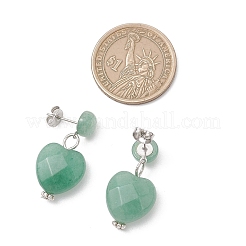 Серьги-гвоздики в форме сердца с камнями разных пород&nbsp;EJEW-JE06919