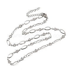 Ожерелья из нержавеющей стали 304 в виде звездных звеньев для женщин&nbsp;NJEW-A046-02A-P