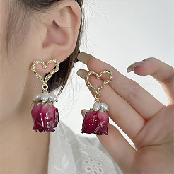 Серьги-гвоздики с подвесками из латунной ракушки в форме сердца&nbsp;FS-WGDBC6E-02