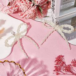 Пластиковые подвески-бантики для обуви с имитацией жемчуга&nbsp;DIY-WH20002-152D