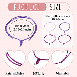 40шт 4 цвета регулируемый нейлоновый шнур браслеты изготовление&nbsp;BJEW-TA00673
