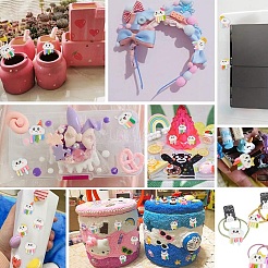 60шт 6 стиля непрозрачные кабошоны из смолы&nbsp;RESI-SC0002-35