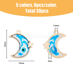30шт 5 цвета сплава эмалевые подвески&nbsp;ENAM-HY0001-05