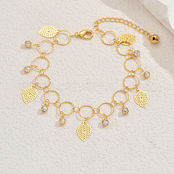 Классические женские браслеты на щиколотку в ближневосточном стиле с латунными кристаллами и стразами в форме листа&nbsp;AS9149