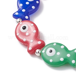 Браслеты ручной работы из эмалевой проволоки в виде рыбок и бусин для женщин и мужчин&nbsp;BJEW-TA00685