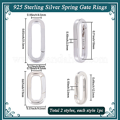2 шт. 2 стиля 925 кольца с пружинным затвором из стерлингового серебра&nbsp;FIND-SC0020-58