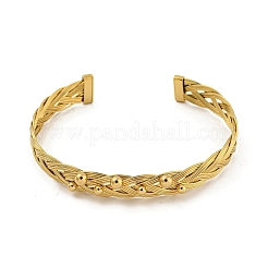 Браслеты-манжеты из нержавеющей стали 304 с плетением из сетки для женщин&nbsp;LS-BJEW-E100-02G