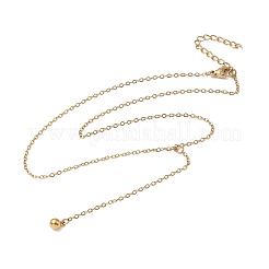 Ожерелья из нержавеющей стали 304 с круглыми шариками и кисточками NJEW-D322-01G