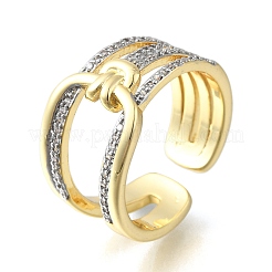 Открытые манжеты из латуни с микропаве кубический цирконий&nbsp;RJEW-D313-11PG