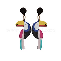 Акриловые серьги-гвоздики с изображением попугая&nbsp;FS-WG0B0F7-01