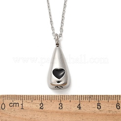 304 нержавеющая сталь черная эмаль сердце слеза памятные ожерелья пепел мемориал&nbsp;NJEW-P326-06P
