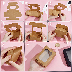 Складные креативные почтовые коробки из крафт-бумаги с видимым окном&nbsp;CON-WH0113-08A-03