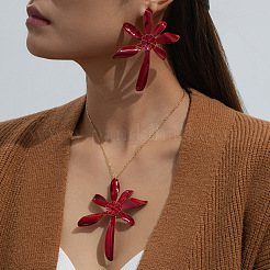 Комплекты из цветочного сплава с подвесками и серьгами-гвоздиками&nbsp;FS-WG606EA-01