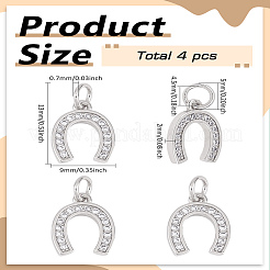 4 шт. подвески в виде подковы из латуни с микропаве из кубического циркония&nbsp;ZIRC-LP0001-08P