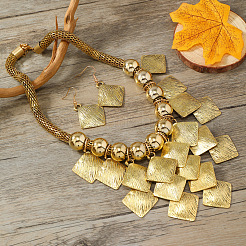 Комплект из ожерелья с подвеской в виде ромба и серег-подвесок из сплава&nbsp;FS-WG53DC8-01