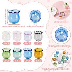 16 шт. двухцветные стеклянные бусины для изготовления колокольчиков&nbsp;GLAA-BY0001-04