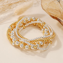 6 шт. 6 варианта модных женских круглых браслетов из латуни с бусинами&nbsp;XF3588-2