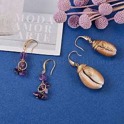 4 пара 4 крючков для серег из латуни с микропаве из прозрачного кубического циркония&nbsp;KK-SZ0004-62