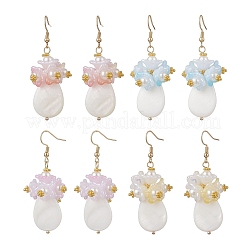 Серьги-подвески из натуральных пресноводных ракушек и акрила&nbsp;EJEW-JE06837