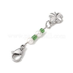 6 шт. подвесные украшения из латуни в виде клевера двух цветов&nbsp;HJEW-JM04554