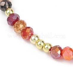 Граненые круглые гальванизированные стеклянные бусины эластичные браслеты для женщин&nbsp;BJEW-JB11625-01