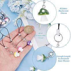 2 комплект ремешка для мобильного телефона из непрозрачной смолы в форме гриба&nbsp;HJEW-HY0001-09