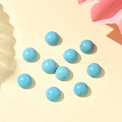 Фурнитуры судов окрашенные синтетические бирюзовый драгоценный камень плоской задней купольные кабошоны&nbsp;TURQ-S266-6mm-01