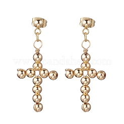 3 пара двухцветных серег-гвоздиков с крестообразным креплением из латуни&nbsp;EJEW-JE06479