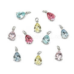 10 шт. 5-х цветная каплевидная латунная подвеска со стеклянными подвесками&nbsp;KK-CJ0003-47