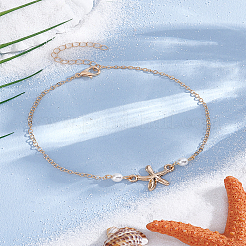 1 шт. браслеты на ногу из сплава с цепочкой в виде морской звезды&nbsp;AJEW-LP0007-78