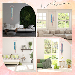 Настенные украшения из полиэстера ручной работы в технике макраме&nbsp;HJEW-WH20020-003B