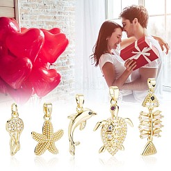 10 шт. 5 стиля латунные подвески с микропаве и кубическим цирконием&nbsp;KK-BBC0019-63