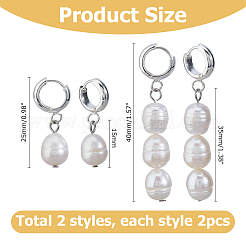 2 пара серег-колец из нержавеющей стали 201&nbsp;EJEW-HS00009