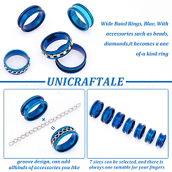 14 шт. набор из 7 колец унисекс из нержавеющей стали с рифлением&nbsp;RJEW-UN0002-65BL