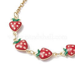 Комплекты браслетов и ожерелий из нержавеющей стали 304 и латунной эмали с клубничными звеньями&nbsp;SJEW-JS01374