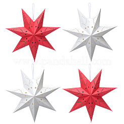 4 шт. 2-цветные бумажные фонарики-звезды&nbsp;AJEW-GF0012-48