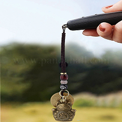 2 шт. латунный кулон в виде счастливой кошки и монет в виде пяти императорских денежных монет фэн-шуй&nbsp;HJEW-LP0002-82