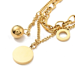 Двухслойный браслет с плоскими круглыми и шариковыми подвесками из синтетической бирюзы BJEW-G646-07G