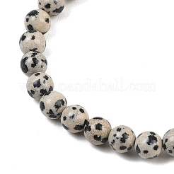 Круглые браслеты из бисера из натуральной далматинской яшмы&nbsp;BJEW-G073-16