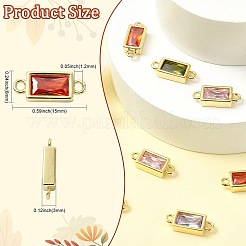 8 шт. 4-х цветные прямоугольные соединительные подвески из латуни и стекла&nbsp;KK-CJ0003-40