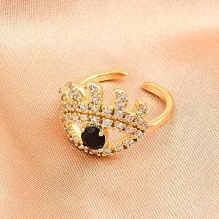 Манжеты из латуни с микро паве кубический цирконий для женщин&nbsp;RJEW-Z113-44G