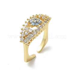 Манжеты из латуни с микро паве кубический цирконий для женщин&nbsp;RJEW-S401-02G