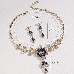 Ожерелья с подвесками из цветочного сплава и стразами и серьги-гвоздики в форме капли&nbsp;FS-WG19EE6-04