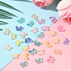 100шт 5 цвета двухцветные прозрачные окрашенные распылением стеклянные бусины&nbsp;GLAA-YW0005-20