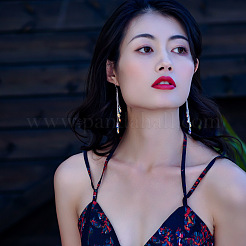 Серьги-капельки из латуни и стекла с кисточками&nbsp;FS-WG2E167-01