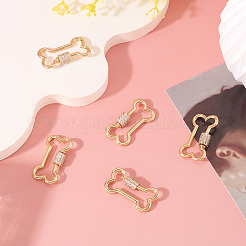 5 шт. латунные подвески-карабинчики с микропаве из прозрачного кубического циркония&nbsp;KK-TA0003-17