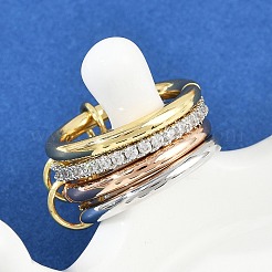 Женские кольца-пальцы с микропаве из кубических цирконий из латуни&nbsp;RJEW-P160-01G-MC