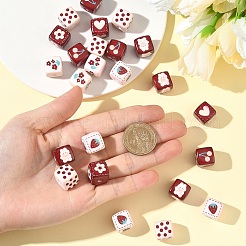 35 шт. 7 вида непрозрачных акриловых бусин с принтом&nbsp;MACR-YW0004-38